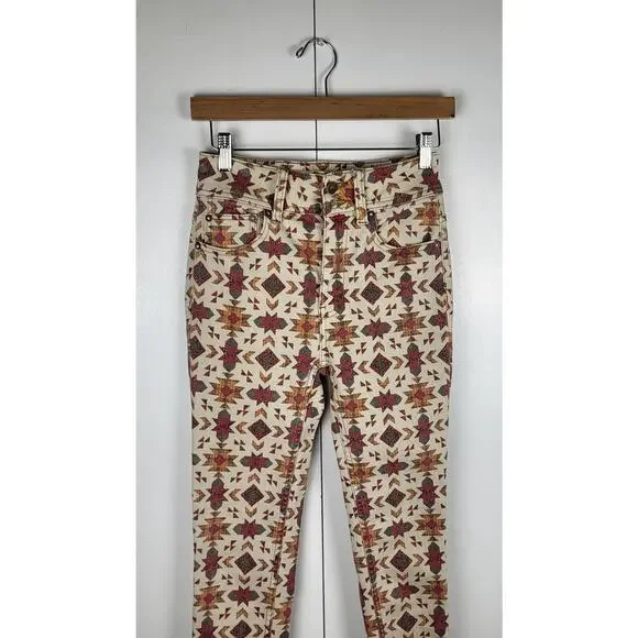 NWOT Free People We The Wild Child Printed Skinny Jeans Raw Hem | Size 25 - Picture 2 of 15